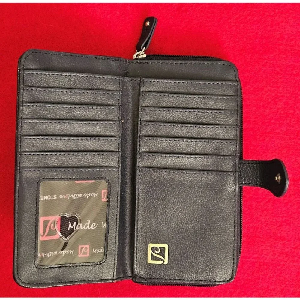 Stone Mountain Ludlow Navy SLG Zip Around Leather Clutch Wallet‎